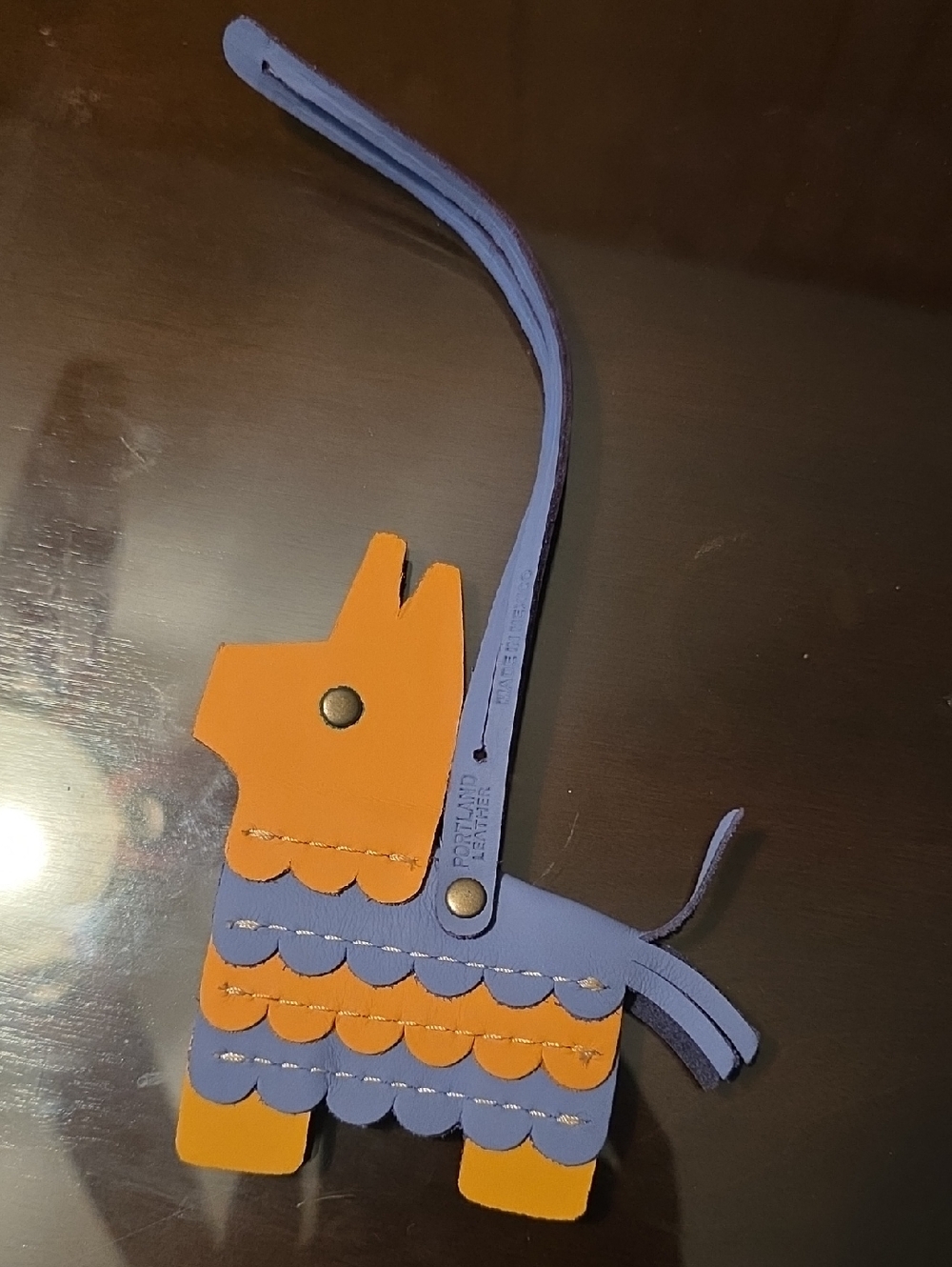 Portland Leather Llama Bag Charm in Mamey and Lavender